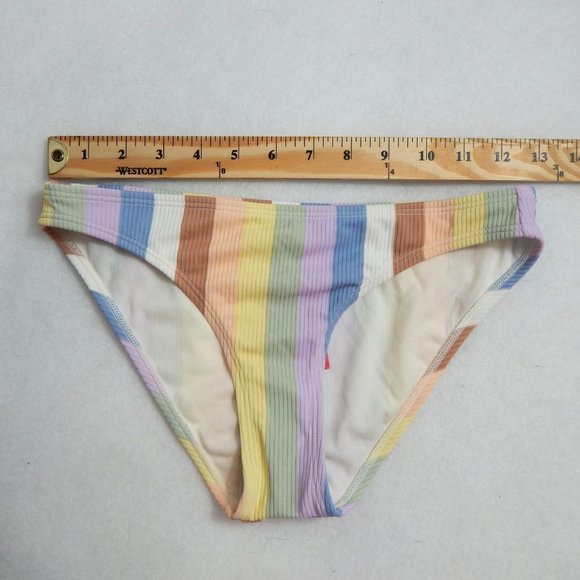 Cheeky Bikini Bottoms M Womens Xhilaration Striped Rainbow - Picture 5 of 6
